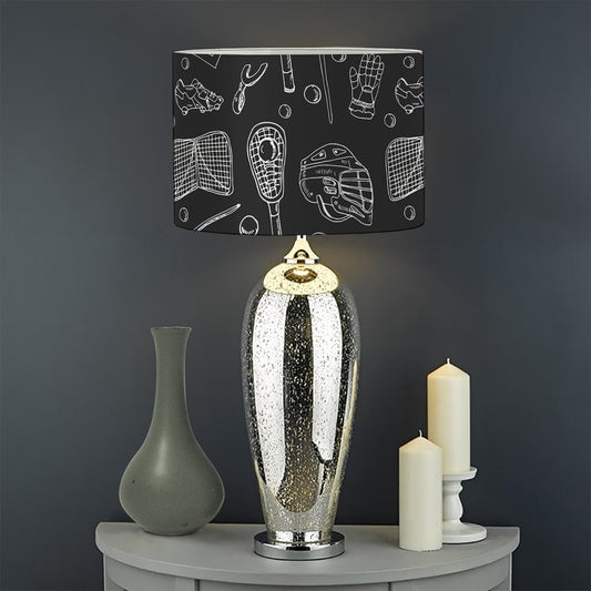 Doodle Lacrosse Pattern Print Drum Lamp Shade