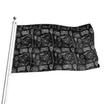 Doodle Lacrosse Pattern Print Flag