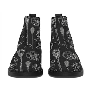 Doodle Lacrosse Pattern Print Flat Ankle Boots