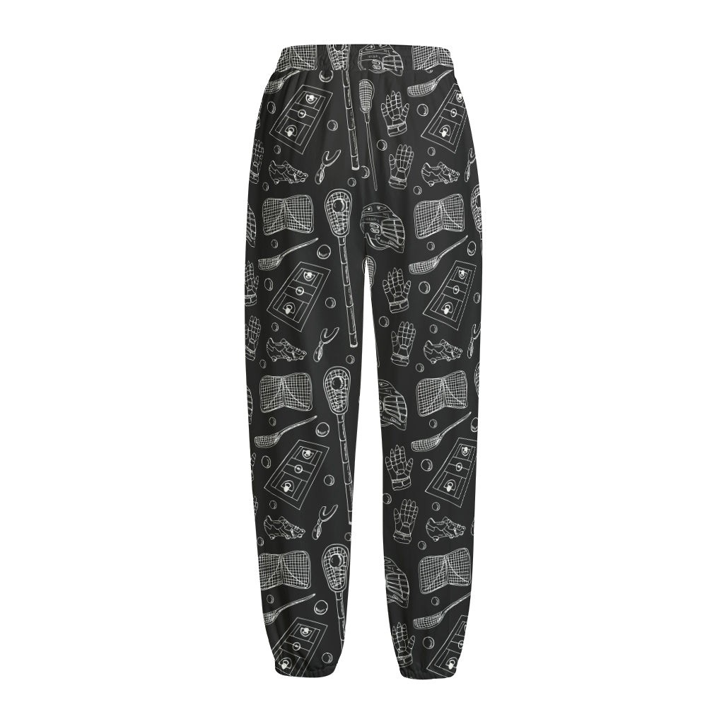 Doodle Lacrosse Pattern Print Fleece Lined Knit Pants