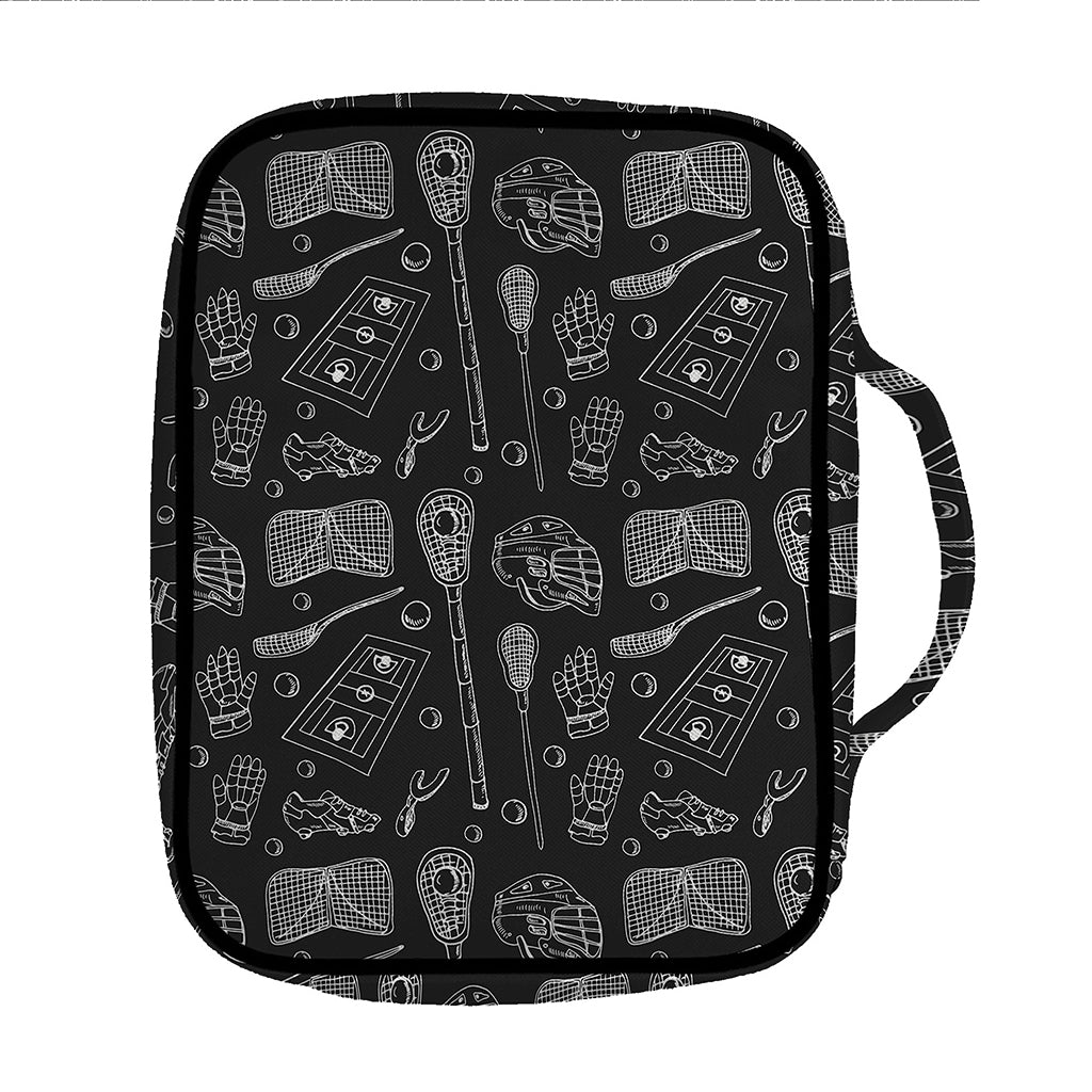 Doodle Lacrosse Pattern Print Front Pocket Bible Bag