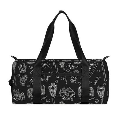 Doodle Lacrosse Pattern Print Gym Bag