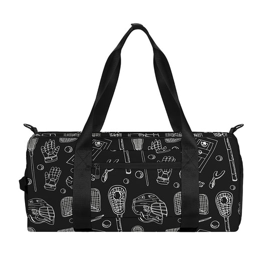 Doodle Lacrosse Pattern Print Gym Bag