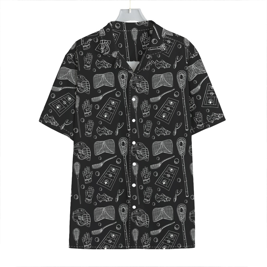 Doodle Lacrosse Pattern Print Hawaiian Shirt