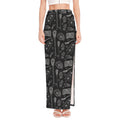 Doodle Lacrosse Pattern Print High Slit Maxi Skirt