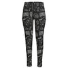 Doodle Lacrosse Pattern Print High-Waisted Pocket Leggings