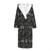 Doodle Lacrosse Pattern Print Hooded Bathrobe