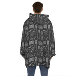Doodle Lacrosse Pattern Print Hoodie Blanket