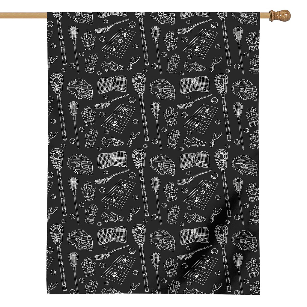Doodle Lacrosse Pattern Print House Flag
