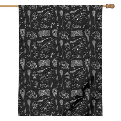 Doodle Lacrosse Pattern Print House Flag