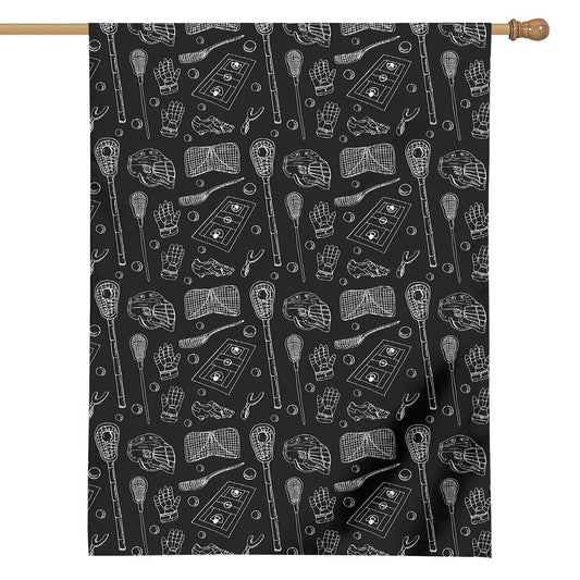 Doodle Lacrosse Pattern Print House Flag