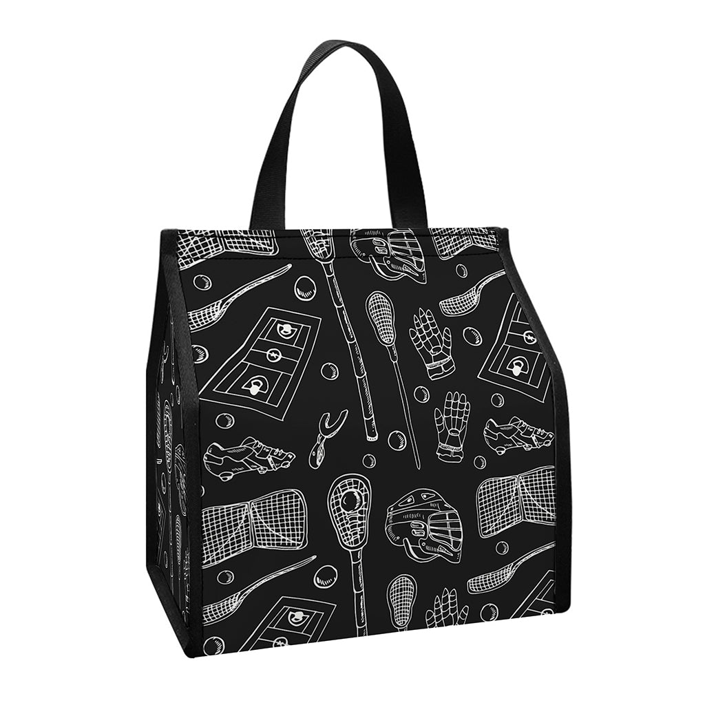 Doodle Lacrosse Pattern Print Insulated Lunch Tote
