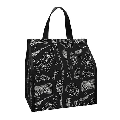 Doodle Lacrosse Pattern Print Insulated Lunch Tote