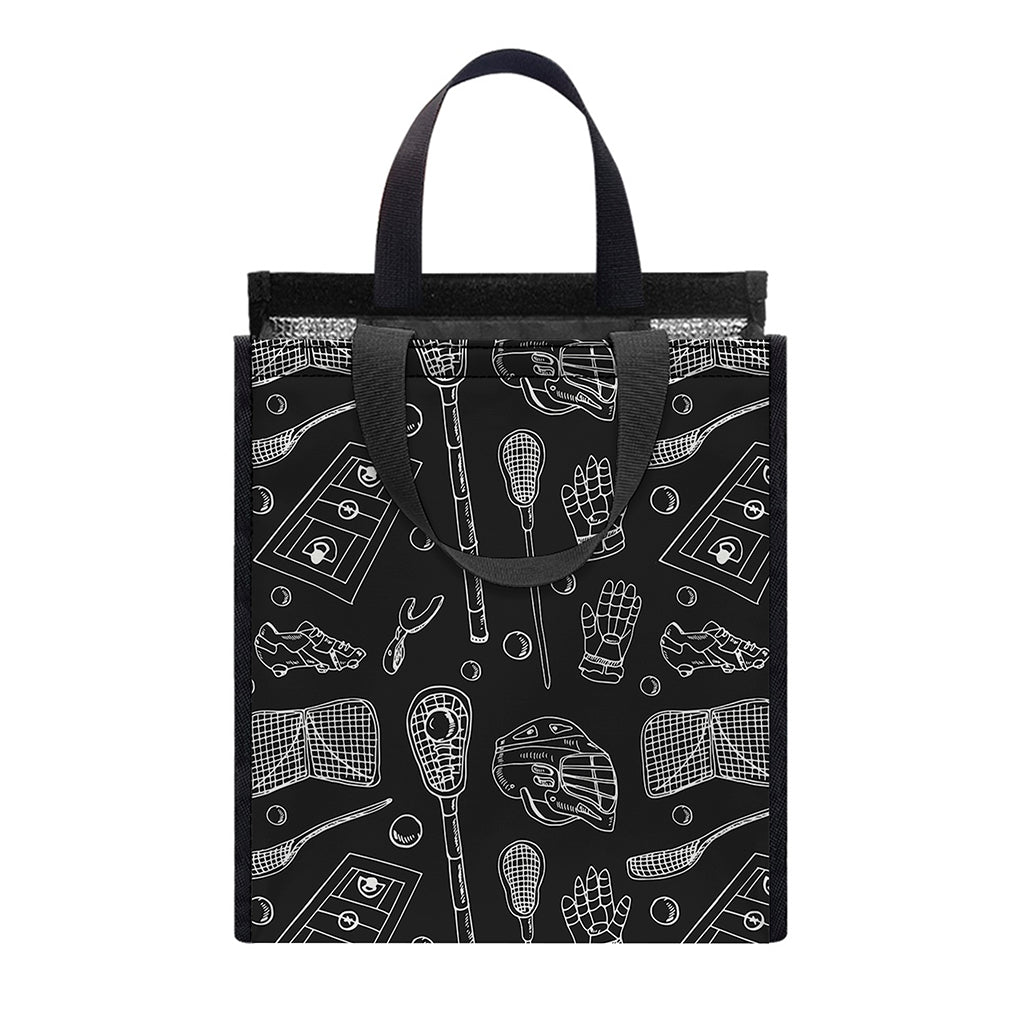 Doodle Lacrosse Pattern Print Insulated Lunch Tote