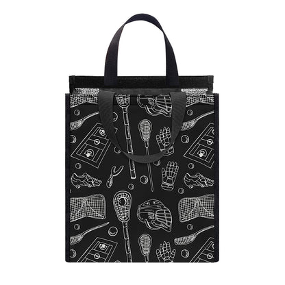 Doodle Lacrosse Pattern Print Insulated Lunch Tote