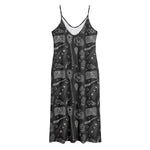 Doodle Lacrosse Pattern Print Jersey Midi Cami Dress