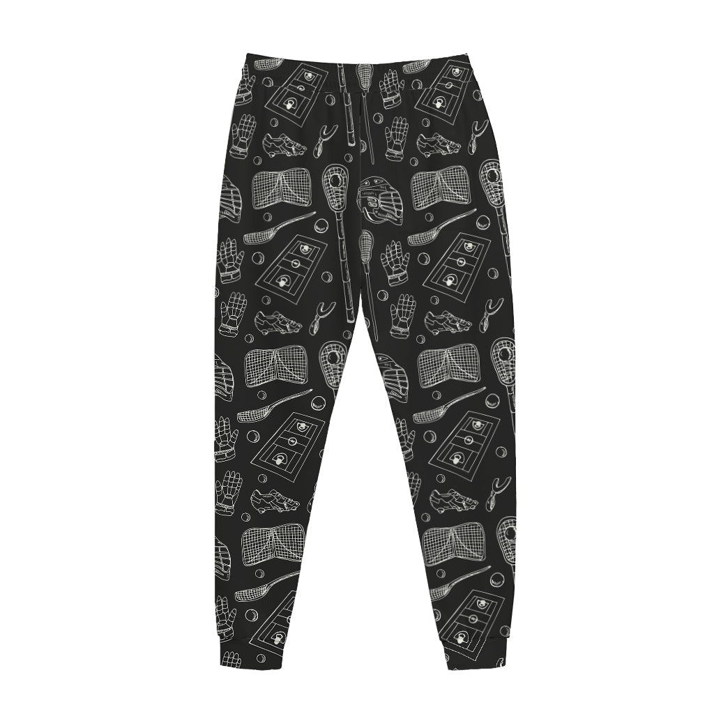 Doodle Lacrosse Pattern Print Jogger Pants