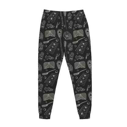 Doodle Lacrosse Pattern Print Jogger Pants