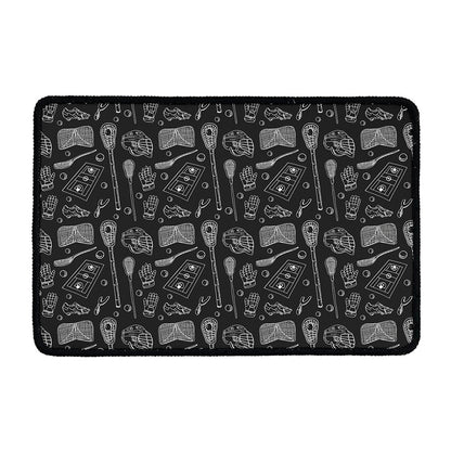 Doodle Lacrosse Pattern Print Kitchen Mat