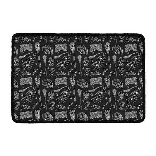 Doodle Lacrosse Pattern Print Kitchen Mat