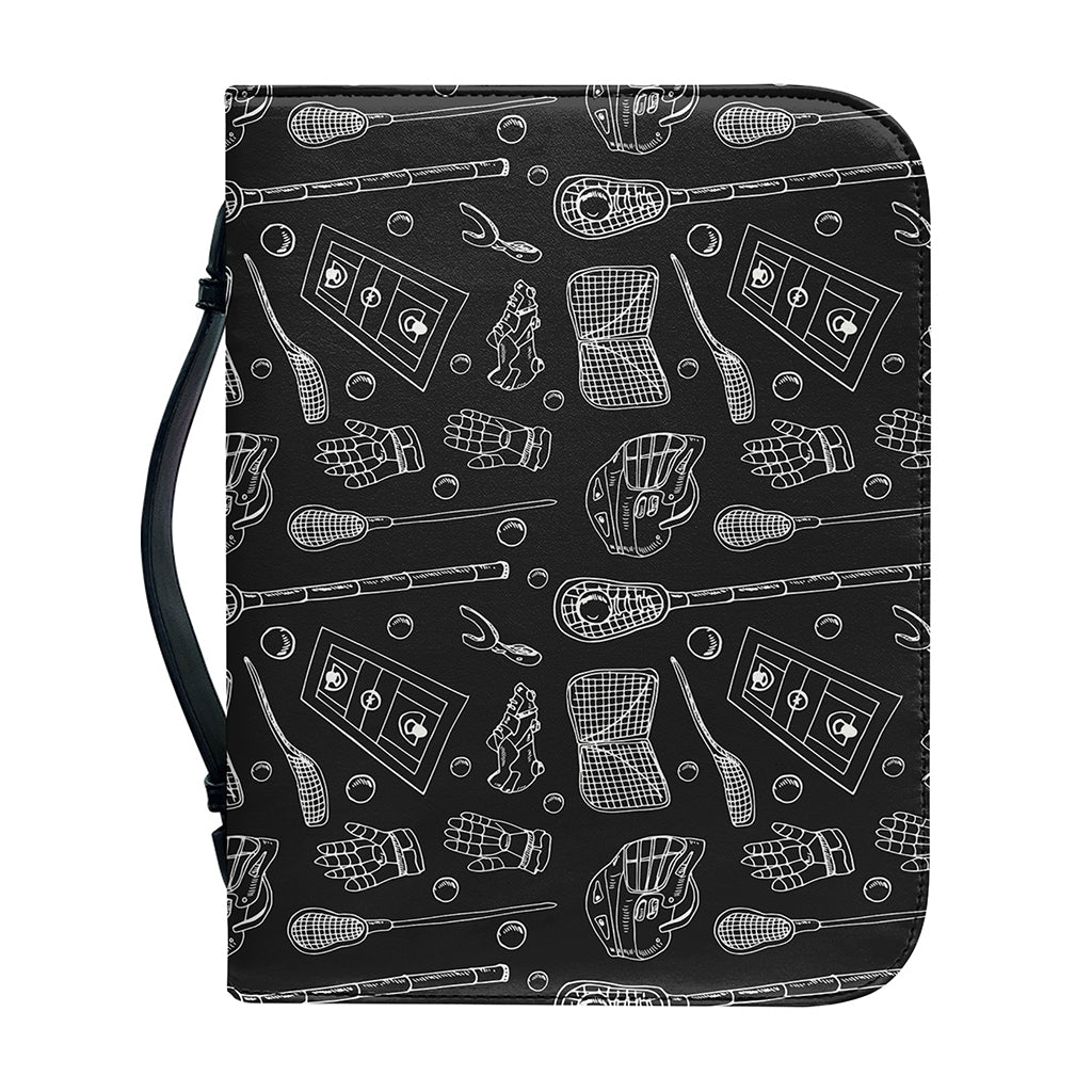 Doodle Lacrosse Pattern Print Leather Bible Cover