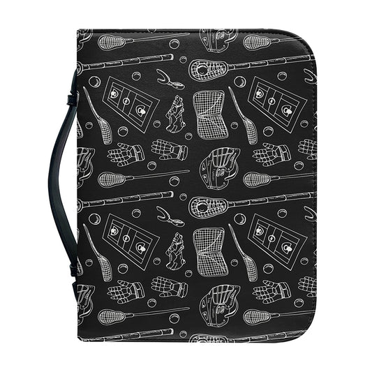 Doodle Lacrosse Pattern Print Leather Bible Cover
