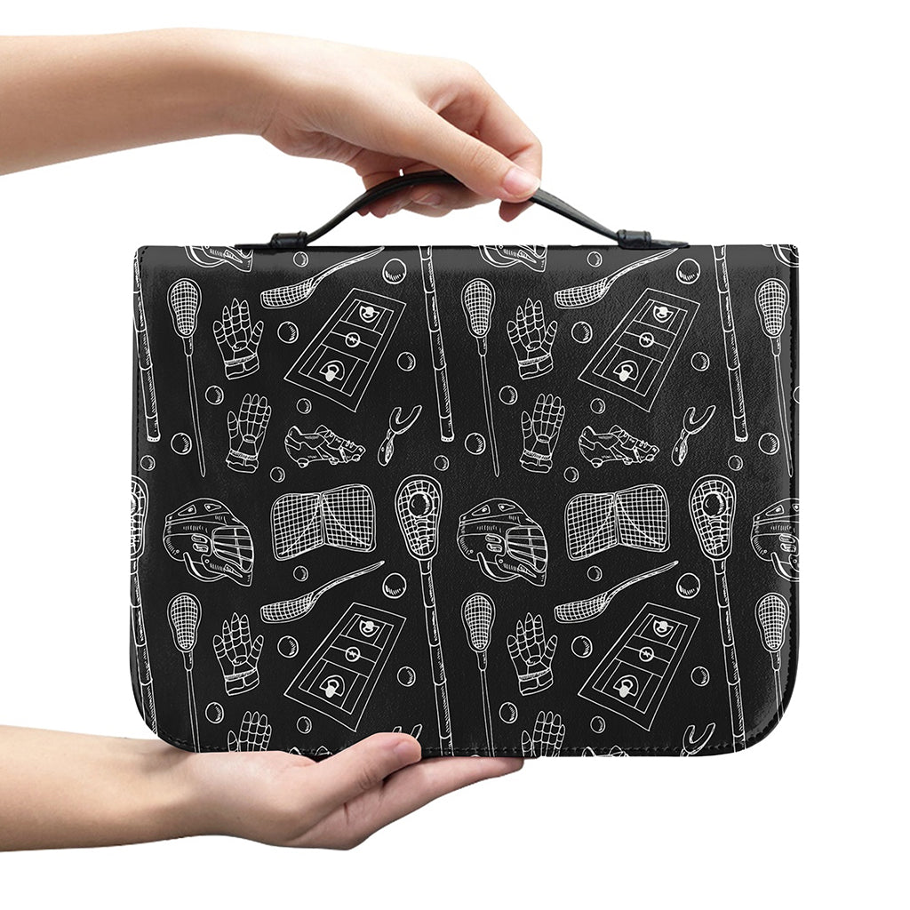 Doodle Lacrosse Pattern Print Leather Bible Cover