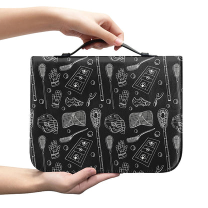 Doodle Lacrosse Pattern Print Leather Bible Cover
