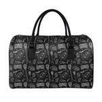 Doodle Lacrosse Pattern Print Leather Duffle Bag