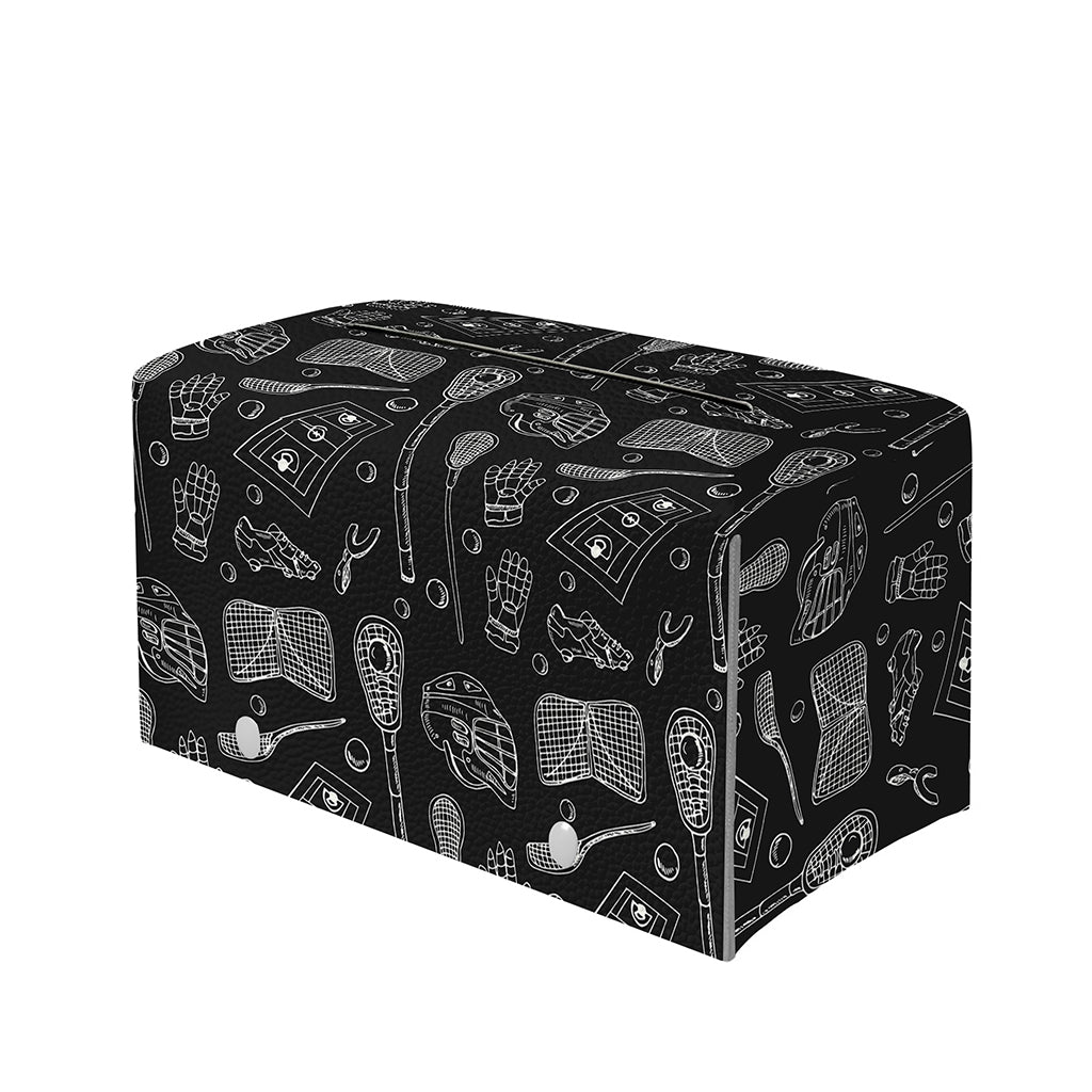 Doodle Lacrosse Pattern Print Leather Tissue Box Cover