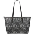 Doodle Lacrosse Pattern Print Leather Tote Bag With Zipper