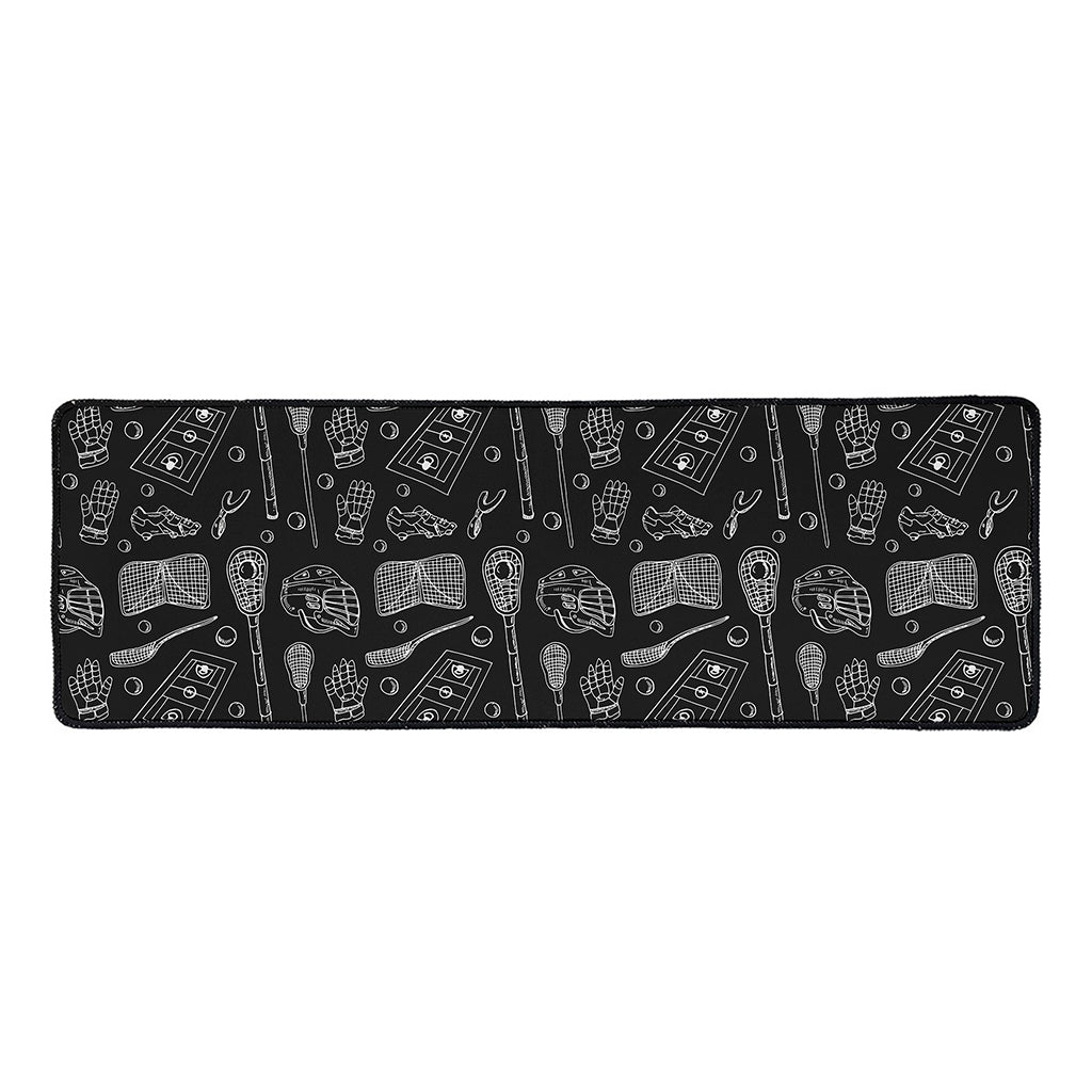 Doodle Lacrosse Pattern Print Long Kitchen Mat