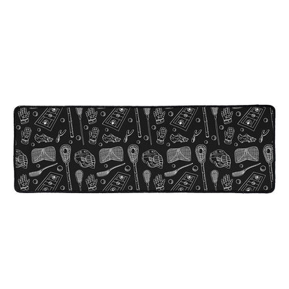 Doodle Lacrosse Pattern Print Long Kitchen Mat