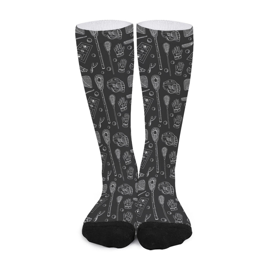 Doodle Lacrosse Pattern Print Long Socks