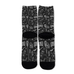 Doodle Lacrosse Pattern Print Long Socks