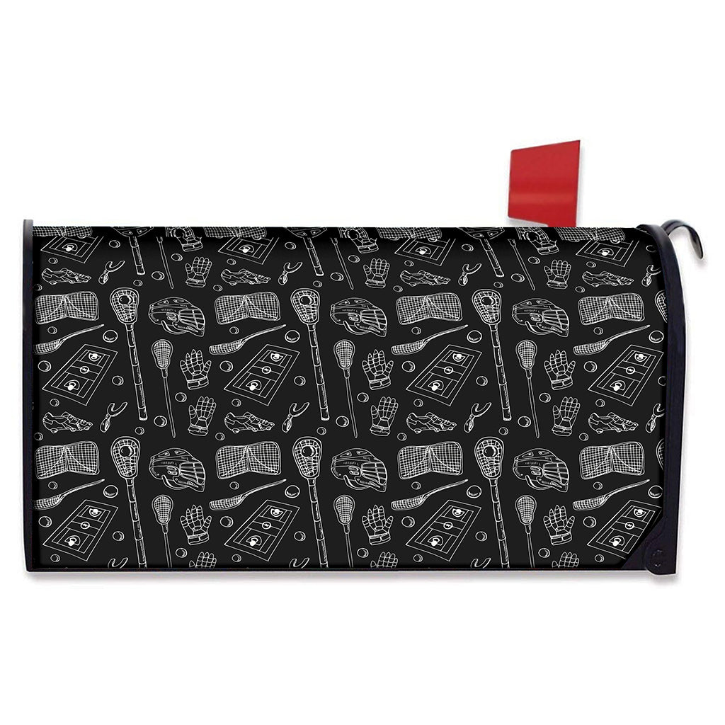 Doodle Lacrosse Pattern Print Mailbox Cover