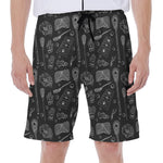 Doodle Lacrosse Pattern Print Men's Beach Shorts