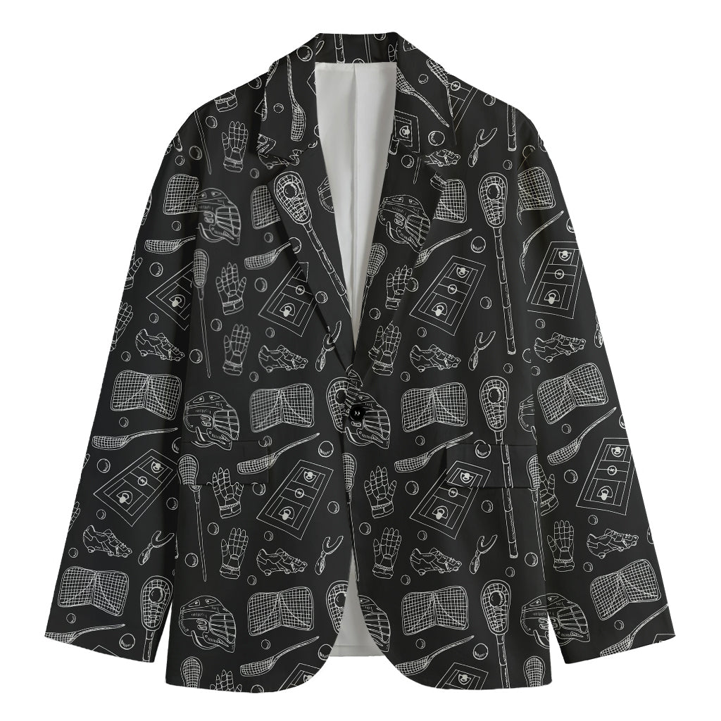 Doodle Lacrosse Pattern Print Men's Blazer