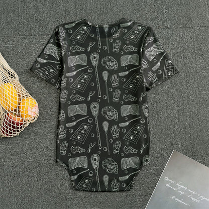 Doodle Lacrosse Pattern Print Men's Bodysuit