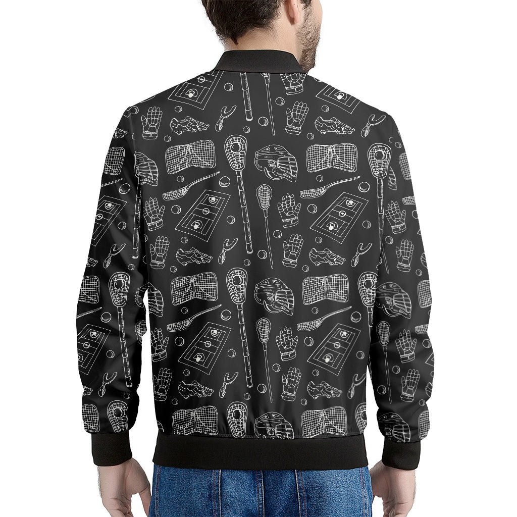 Doodle Lacrosse Pattern Print Men's Bomber Jacket