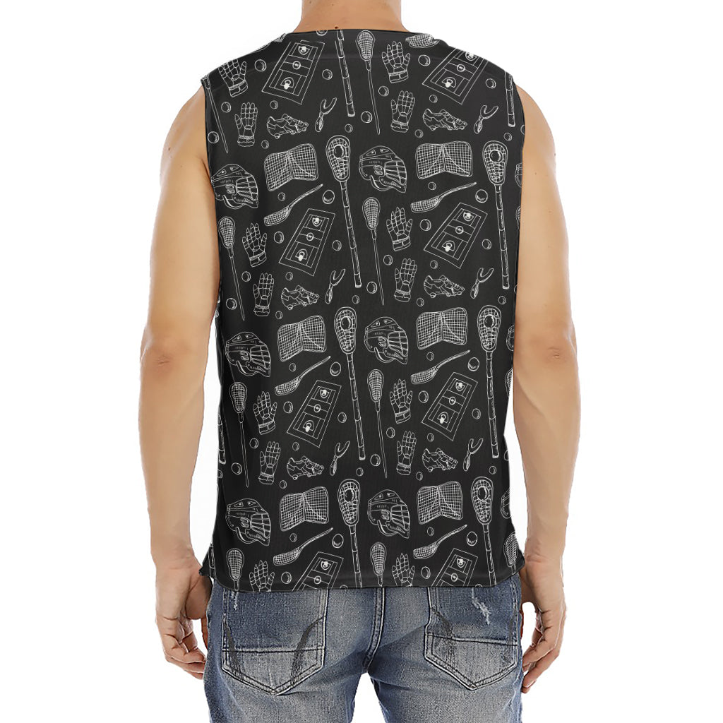Doodle Lacrosse Pattern Print Men's Fitness Tank Top