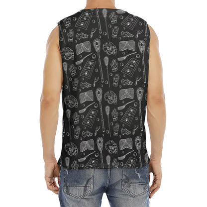 Doodle Lacrosse Pattern Print Men's Fitness Tank Top