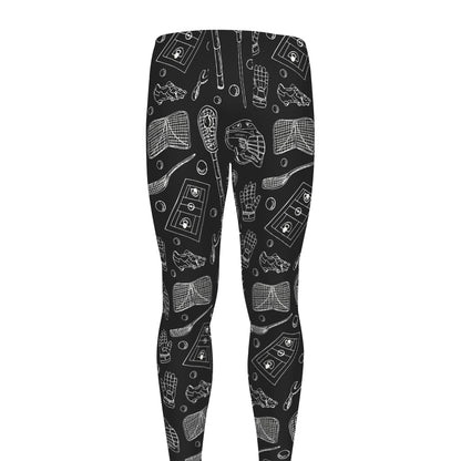 Doodle Lacrosse Pattern Print Men's leggings