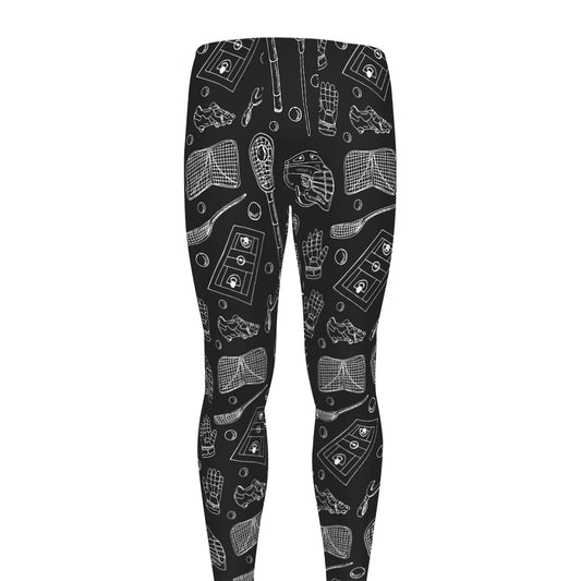 Doodle Lacrosse Pattern Print Men's leggings
