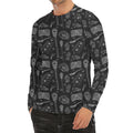Doodle Lacrosse Pattern Print Men's Long Sleeve Rash Guard