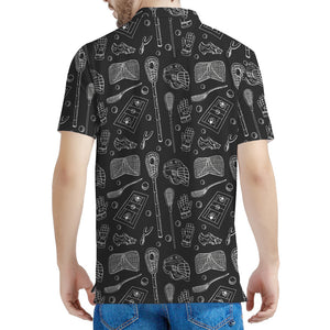 Doodle Lacrosse Pattern Print Men's Polo Shirt