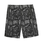 Doodle Lacrosse Pattern Print Men's Sports Shorts