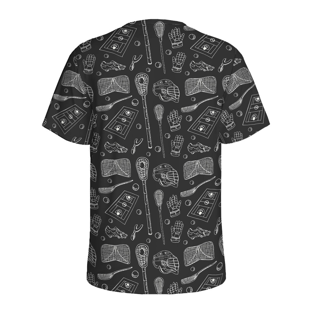 Doodle Lacrosse Pattern Print Men's Sports T-Shirt