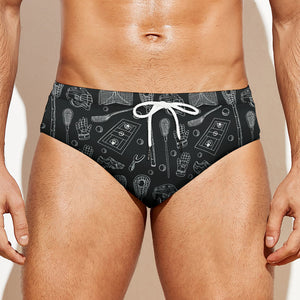 Doodle Lacrosse Pattern Print Men's Swim Briefs