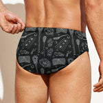 Doodle Lacrosse Pattern Print Men's Swim Briefs